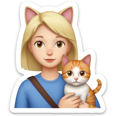 person with cat on their shoulder sticker