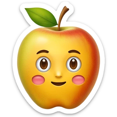 ein tiefer Teller mit breitem rand, darin ein haufen mit gelber Krümel unterschiedlicher Grösse. obendrauf seitlich ein Häufchen Apfelmus. ein Löffel steckt drin sticker