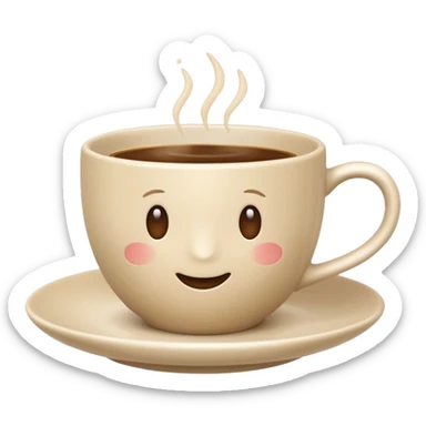 light beige classic coffee cup and saucer, refined look, Apple emoji style, no text sticker