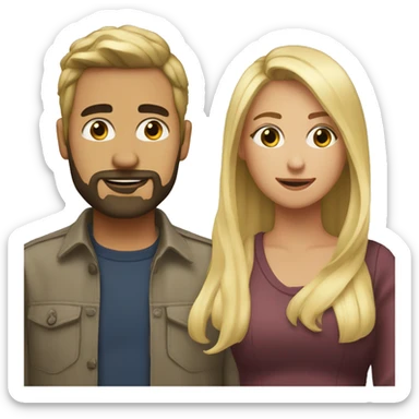 a consensual moment she is blonde and he has black hair and threeday beard  sticker