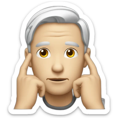 white man thinking hands on chin sticker