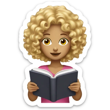 Blonde curly haired girl reading kindle  sticker