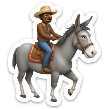 Donkey riding a horse sticker