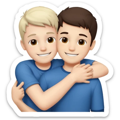 Two boy friends hug white  sticker