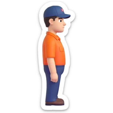 emoji of delivery man is going somewhere to the right , he is sad, he is dressed in work uniform sticker