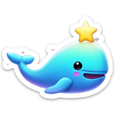 Two Kawaii neon star glitter whale emoji    sticker