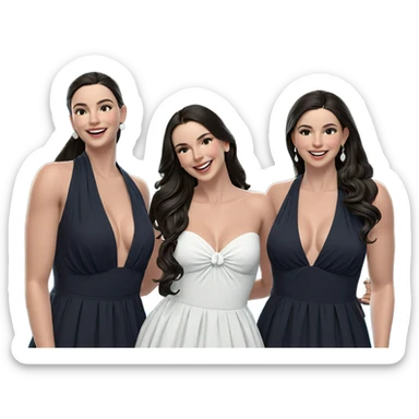 smiling girls in elegant dresses sticker