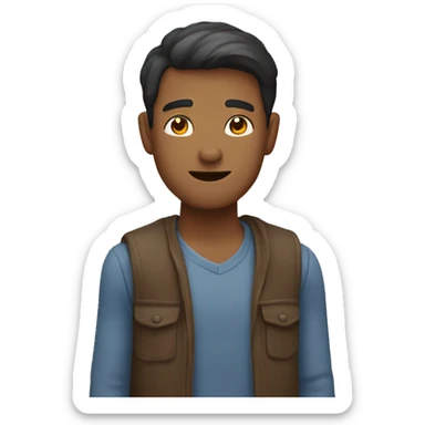 man outholding straight arm forwards, slightly raised sticker