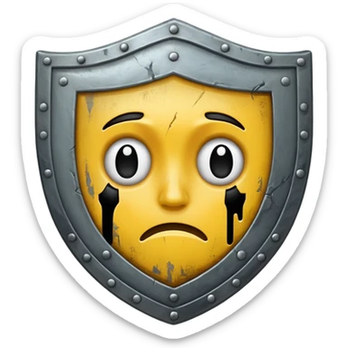 you know the emoji "sadge". i want a shield with that same expression and face :shieldge: like a sad shield but it needs to be sad not smiling sticker