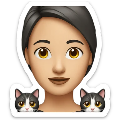 woman with three cats sticker
