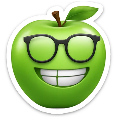 green apple with glasses smile sticker