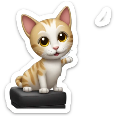 Cat playing piano sticker