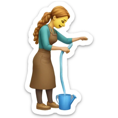 woman watering cannabis sticker