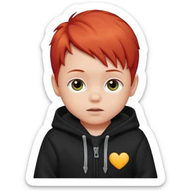 baby with red hair and black hoodie sticker