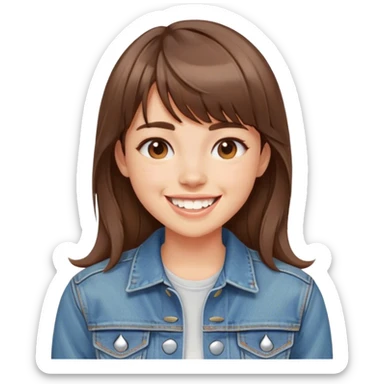 Brown hair girl with buck teeth and bangs sticker