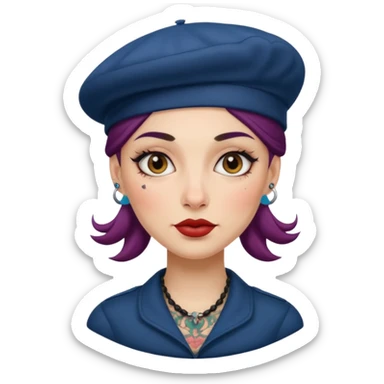 woman with tattooed faces wearing berets sticker