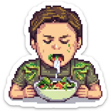 Man spitting out salad, disgusted face sticker