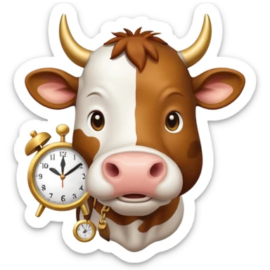 Cow went down the clock sticker