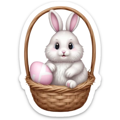 easter bunny with egg light pink basket sticker