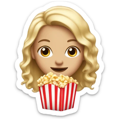 Blonde girl with a popcorn sticker