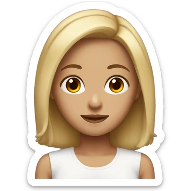 A girl with medium brown hair with a tiny bit of blonde at the bottom sticker