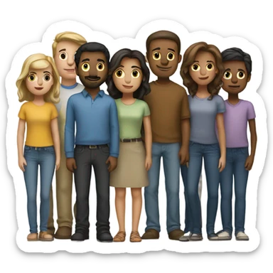 group of people standing in a row sticker