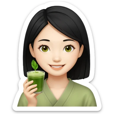make an asian girl that loves matcha sticker