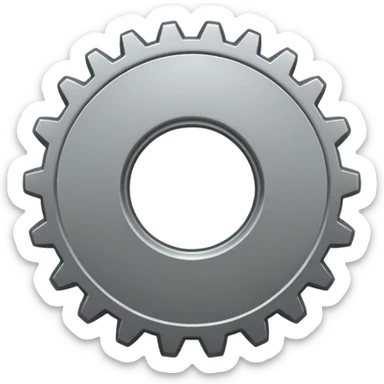 settings gear icon for site navigation. just one gear. no happy face, just grey sticker