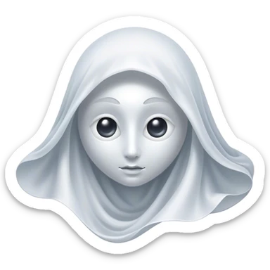Regal and mysterious, with a flowing, sheet-like form draped in silvery-white hues, softly billowing as if caught in an unseen breeze, eye holes glowing with deep, thoughtful wisdom, simplified yet sophisticated, highly detailed, with a soft spectral radiance, high shine, exuding quiet authority, with a glowing outline that captures the essence of an ancient, noble spirit drifting through time! sticker
