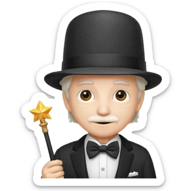 67 kid with a bowtie, a fancy hat and a wand sticker