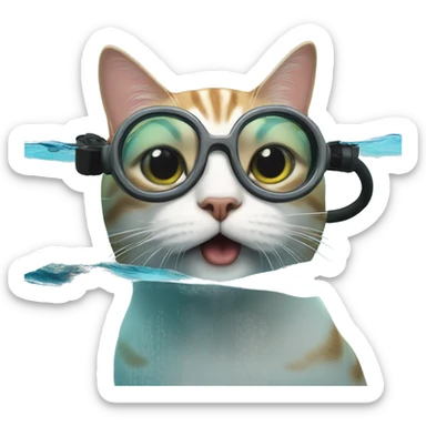cat snorkeling sticker