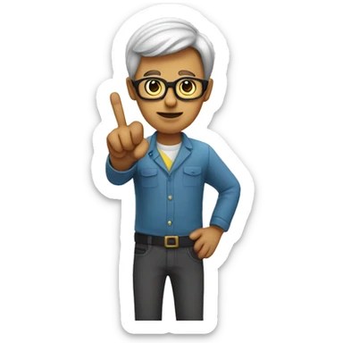 A person that’s nerdy and is sticking up a finger  sticker