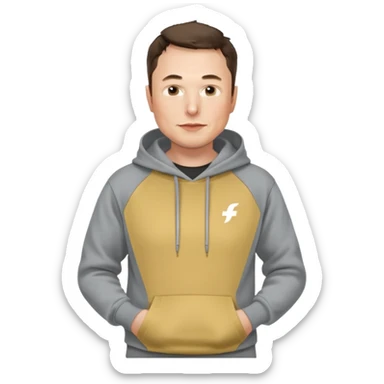 elon musk in gray hoodie full height sticker