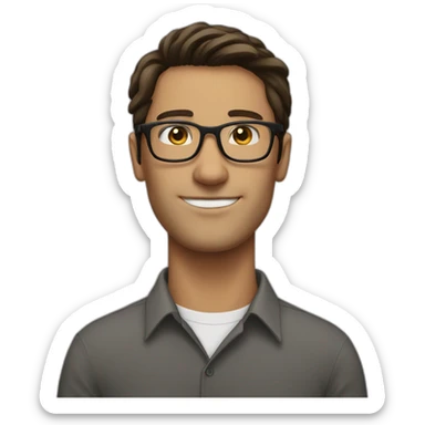 tall brunnete with glasses white guy sticker