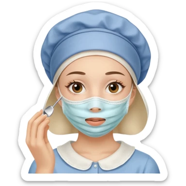 19 year old woman with a bonnet doing her skincare  sticker