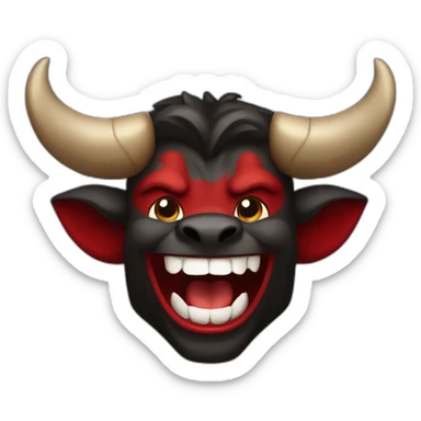 laughing black and red Minotaur sticker