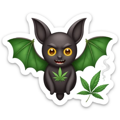 Bat smoking a marijuana jointwhile flying  sticker