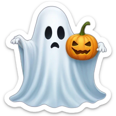Ghost with a pumpkin sticker