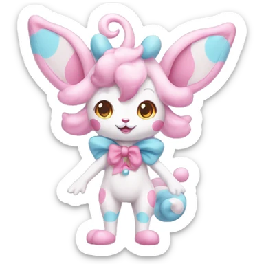 Kawaii Pastel Clown Sylveon Full Body sticker