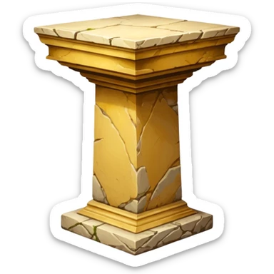 Greek yellowish old ish pedestal that’s not too long a bit short. Only 1 pedestal sticker