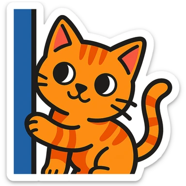 a curious cat peeking around a corner sticker