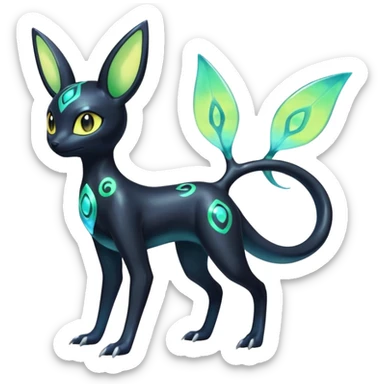 Shiny Aural Umbreon-Celebi-Amaura-Salandit-Fakémon-fusion (full body) sticker