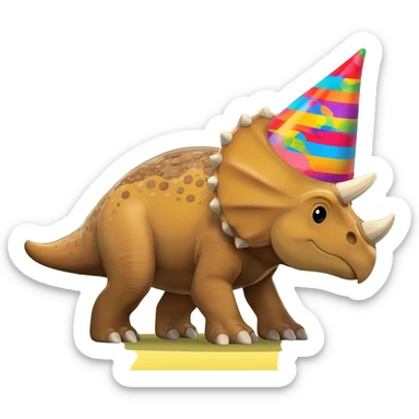 Triceratops birthday hat emoji sticker