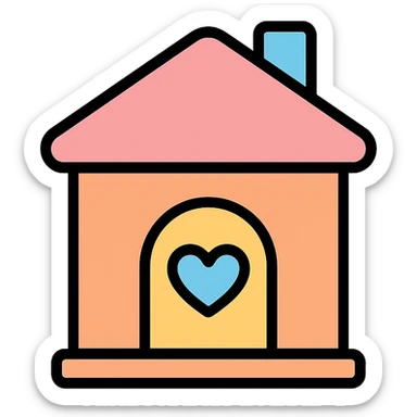 vector icon of a baby house in pastel flat design, rounded corners, white background, minimal icon style sticker