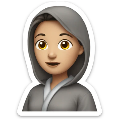 Brunette Girl in grey dressing gown sticker