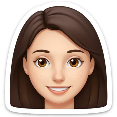 brunette with lots and lots of pimples on her cheek and forehead, still smiling sticker