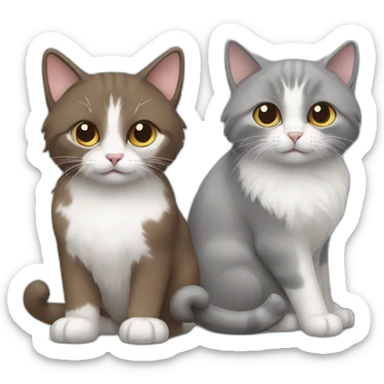 two cats, one brown long hair and one gray short hair sticker