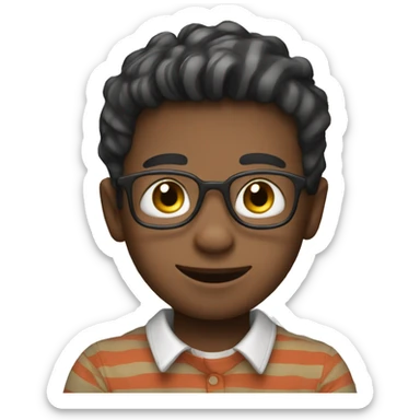 playful boy in striped shirt sticker