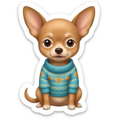 All Tan chihuahua sitting wearing a sweater sticker