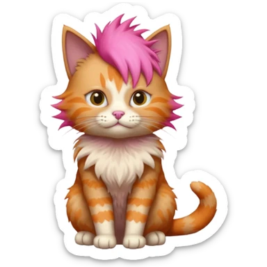 cat sitting with pink mohawk sticker